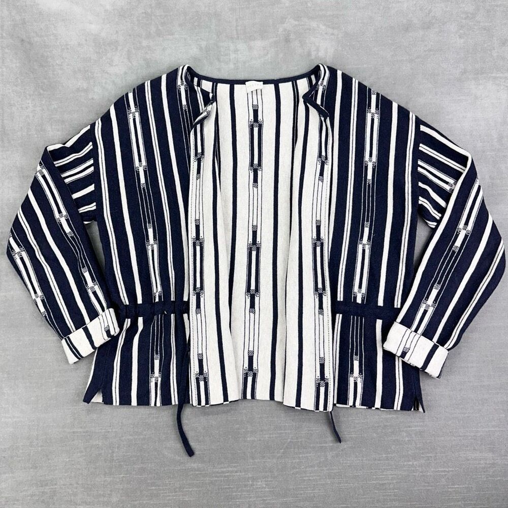 Poetry Cardigan Sweater Women’s 8/10 M Blue Aztec Open Front Boho Cotton
